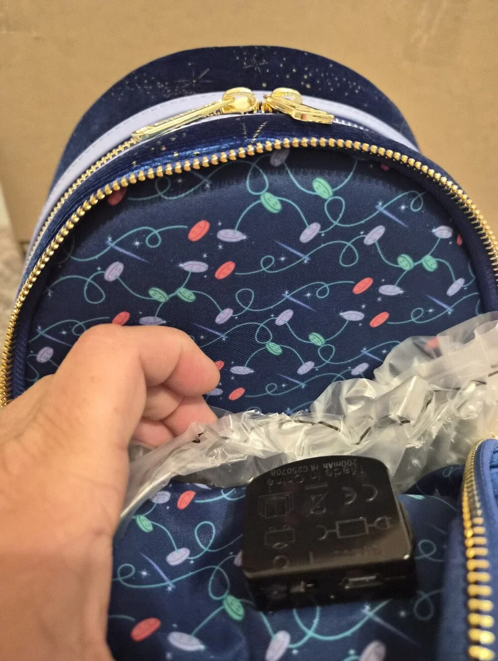 Loungefly Shimmery Blue Tinker Bell Mini Backpack with Colorful Buttons